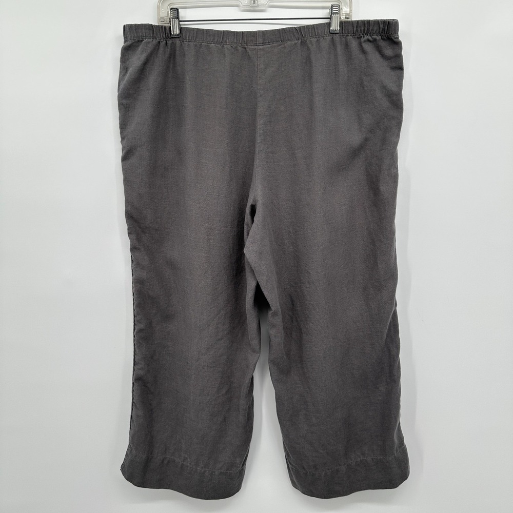 J Jill 100% Linen Wide Leg Crop Capri Pants XL Gray Quiet Luxury Minimalist Core - Picture 4 of 9